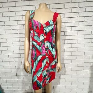 Farm Rio Red Summer Foliage Mini Dress